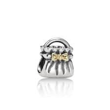 PANDORA 790474 Bow Purse Charm Zilver / Goud - Retired