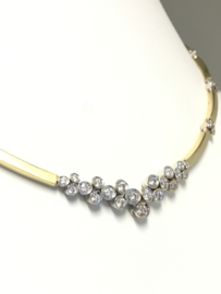 18 K Gouden V-Collier ca 2 crt Briljantgeslepen Diamant Top Wesselton