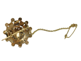 Antiek Handgemaakte Granaat Broche Model Rond / Veiligheidskettinkje - Diameter 2,2 cm