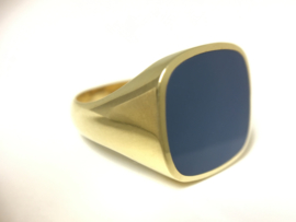14 K Gouden Heren Zegelring Blauwlagen Steen - 8,15 g