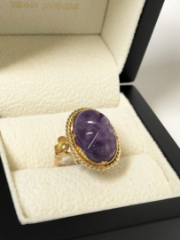 Handvervaardigd Antiek Gouden Ring Geslepen Amethyst - 5,05 g
