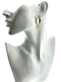 14 Karaat Bicolor Gouden Creolen Bedeltjes Cubic Zirkonia - 3 cm