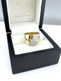 18 Karaat Gouden Bandring Witgouden Element 0.60 ct Briljant Geslepen Diamant