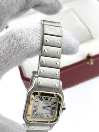Santos de Cartier Galbee Lady 1567  Staal/Goud Curved Case Full Set Incl Garantie