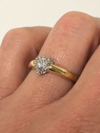 18 K Gouden Fantasie Ring Witgouden Hart Briljantgeslepen Cubic Zirkonia