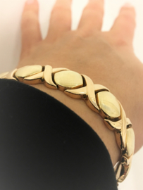 14 K Rosé met Geelgouden Fantasie Schakel Armband