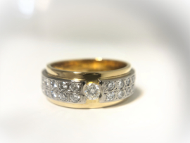 Zware 18 K Bicolor Gouden Heren Ring 1.0 Crt Briljantgeslepen Diamant F/VVS1