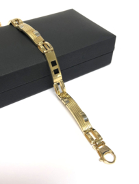 14 K Gouden Schakel Armband Onyx - 20 cm / 12,45 g / 6,3 mm