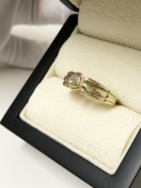 14 K Gouden Bandring 0.01 crt Brilantgeslepen Diamant