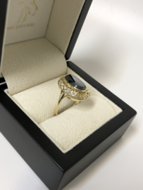 14 K Antiek Gouden Ring Facetgeslepen Hematiet
