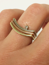 Set - 3 Gouden Design Rijringen (tricolor) 0.05 crt Diamant