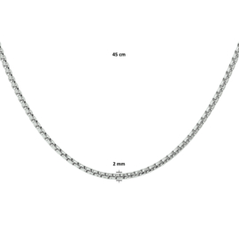 Gerhodineerd 925 Zilveren Venetiaans (bol) Collier - 45 cm / 2 mm