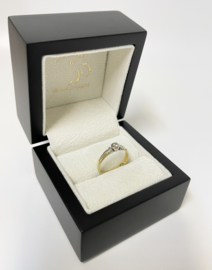 14 K Bicolor Gouden Solitair Bijzet Ring 0.10 Crt Briljantgeslepen Diamant G / VVS1