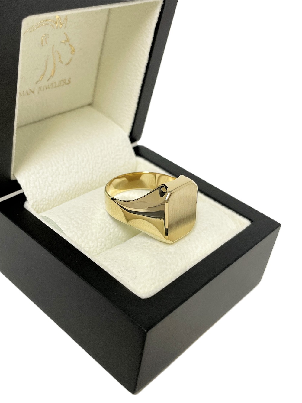 14 K Gouden Heren Ring Model 8-Kant Deels Gematteerd - Mt 20