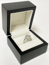 14 K Witgouden Art Deco Ring 0.19 Crt Briljant Geslepen Diamant