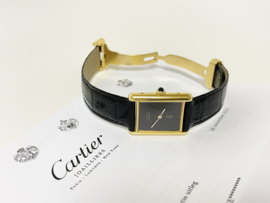 Must de Cartier Tank Large Onyx Dial Pin Buckle - 2 Jaar Cartier Garantie