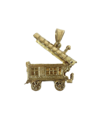 14 Karaat Gouden Kettinghanger Woonwagen Huisje Op Wielen -12 g Goud