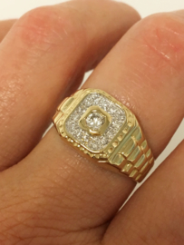 14 K Gouden Heren Rolex Ring 0.30 crt Briljantgeslepen Diamant SI TW