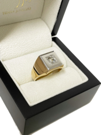 Bicolor Gouden Heren Ring 0.50 ct Amsterdamse Roos Geslepen Diamant