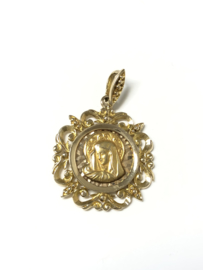 Handvervaardigd Antiek Gouden Maria Penning Hanger - 4 cm
