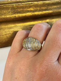 14 K Bicolor Gouden Bolle Bandring Heldere Briljant Geslepen Zirkonia