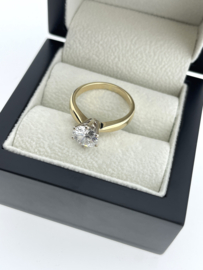 18 Karaat Gouden Solitair Ring 1.57 ct Natuurlijk Diamant F/SI2 Inclusief GIA Report