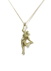 Handvervaardigd Gouden Collier Hanger Ballerina 0.02 ct Diamant