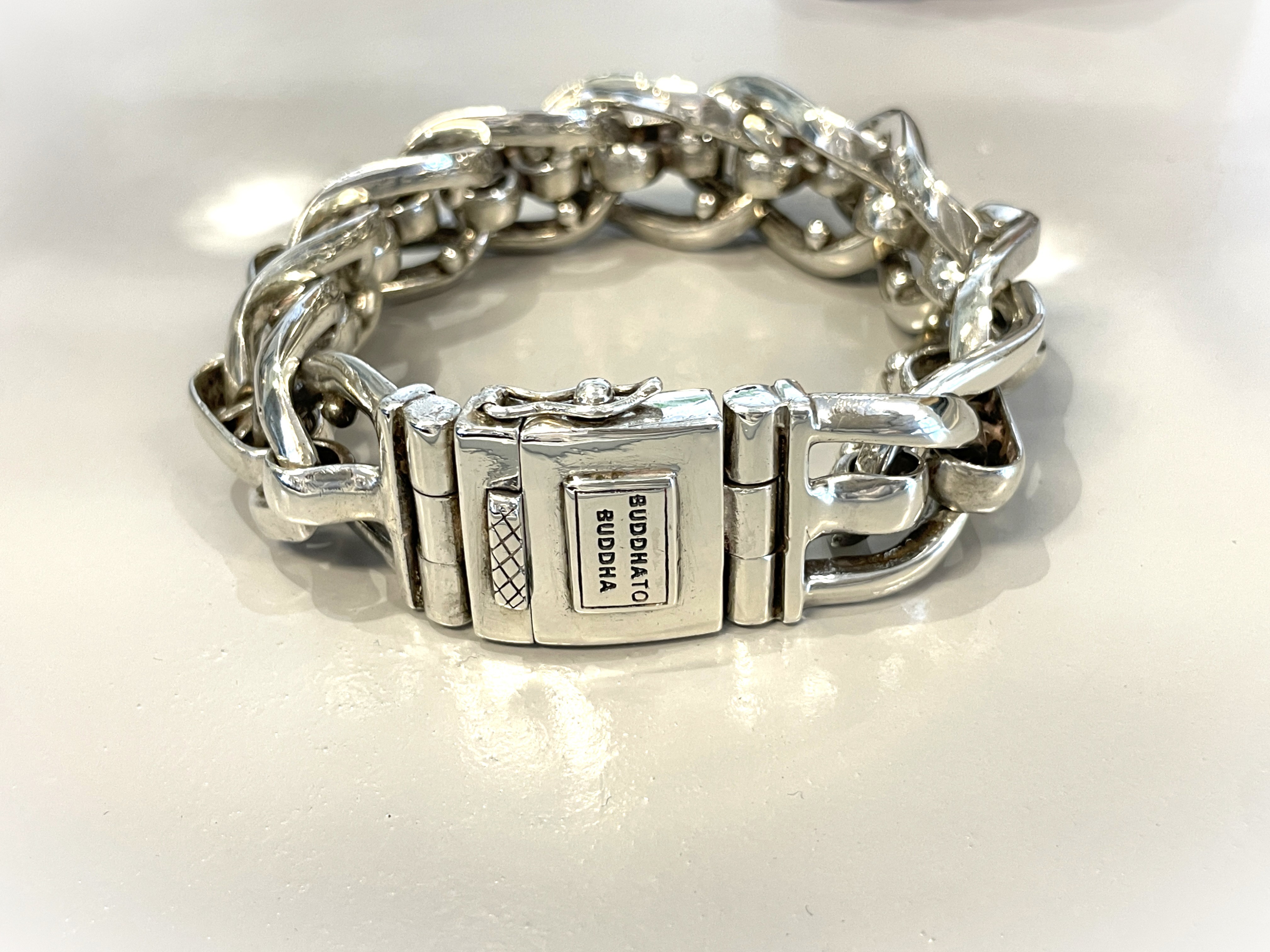 Buddha To Buddha HANNY Big Silver Bracelet - Schakel Armband - 23 cm / 2.2