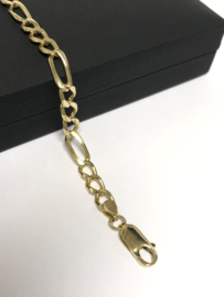 14 K Massief Gouden Figaro Schakel Armband - 23 cm / 11 g