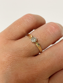 14 K Gouden Solitair Ring 0.25 crt Briljant Geslepen Diamant G / VVS1