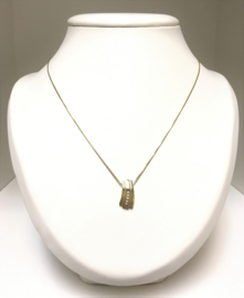 14 K Gouden Slangen Collier (Gevlakt) Met Diamant Hanger (Glijder) - 47 cm