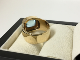 Grove 14 K Gouden Bandring Antiek Cabochon Geslepen Sky Blue Topaas - 12,75 g