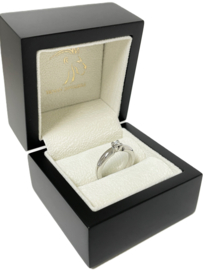 Diamonde Witgouden Solitair Bandring 0.20 ct Briljant Geslepen Diamant Loupe Zuiver