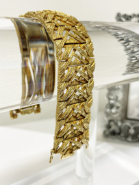 Brede 18 Karaat Gouden Vintage Schakel Armband - 17.5 cm / 77.3 g