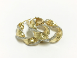 14 K Bicolor Gouden Versace Wokkel Creolen - 3 cm