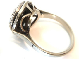 Antiek 14 K Witgouden Ring 0.70 crt Briljantgeslepen Diamant