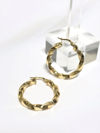 14 K Gouden Wokkel Creolen Versace Motief Meander - 2,8 cm