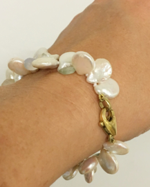 Set Druppel Parelsnoer / Armband Halfedelstenen 18 K Goud