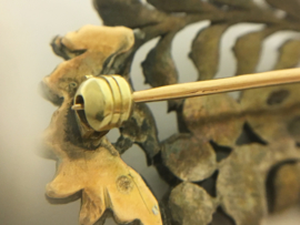 Antiek Zilveren / Gouden Veerbroche Roosdiamanten ca 1880