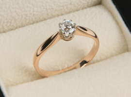 14 K Rosé Gouden Solitair Ring 0.45 crt Briljantgeslepen Diamant I / IF