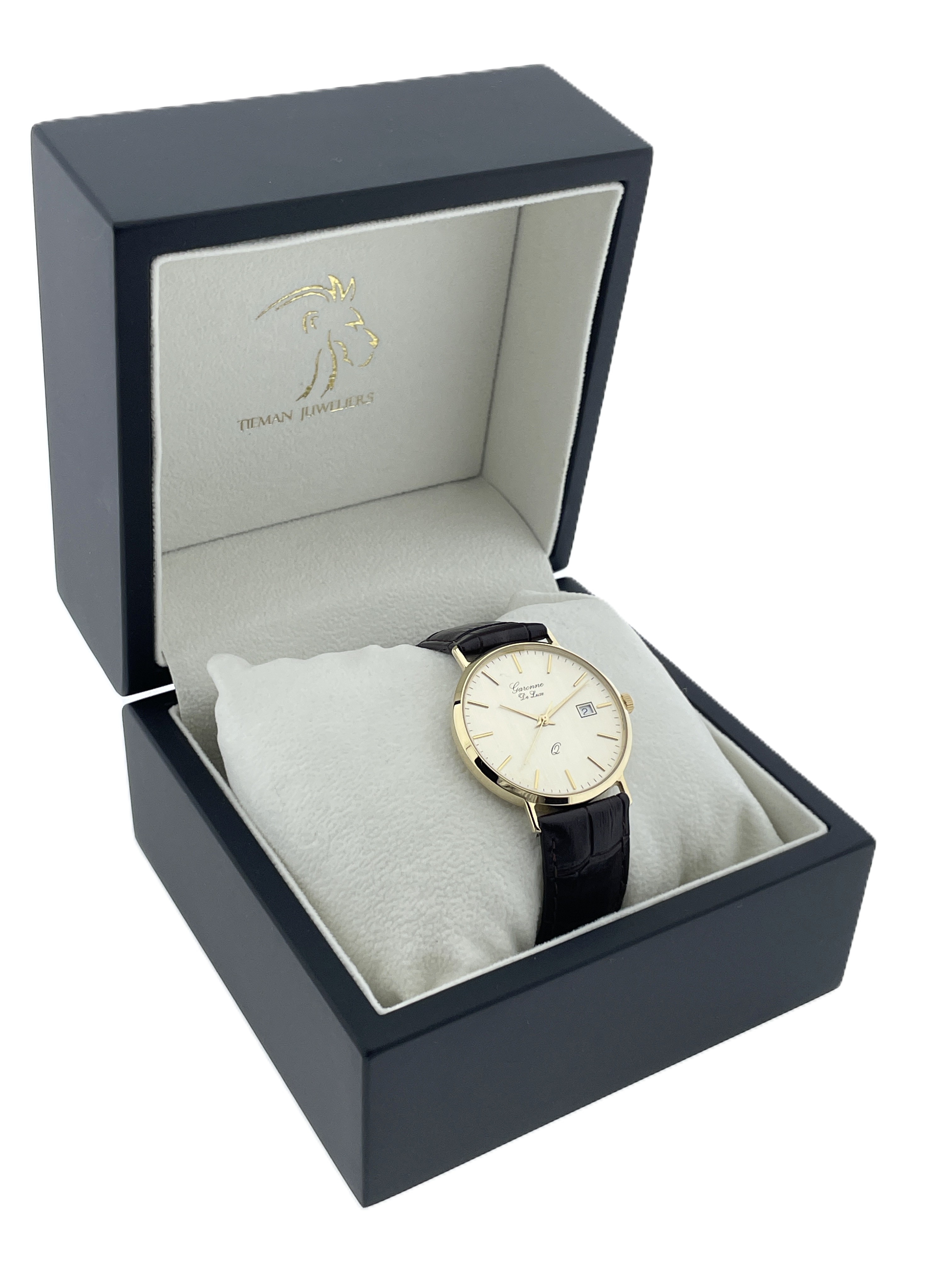 Garonne De Luxe 14 Karaat Gouden Heren Horloge Dresswatch