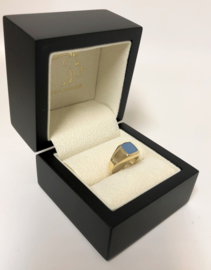 14 K Gouden Dames Pink Zegelring - Blauwlagen Steen
