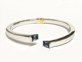 14 K Witgouden Slaven Armband Aquamarijn Draaisluiting - 17,55 g