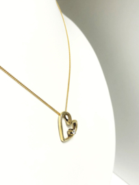 14 K Gouden Gourmet Collier Hanger / Glijder Hart - Cubic Zirkonia