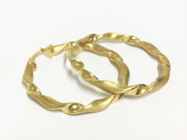 14 K Gouden Wokkel Creolen (mat / glans) - 3,7 cm