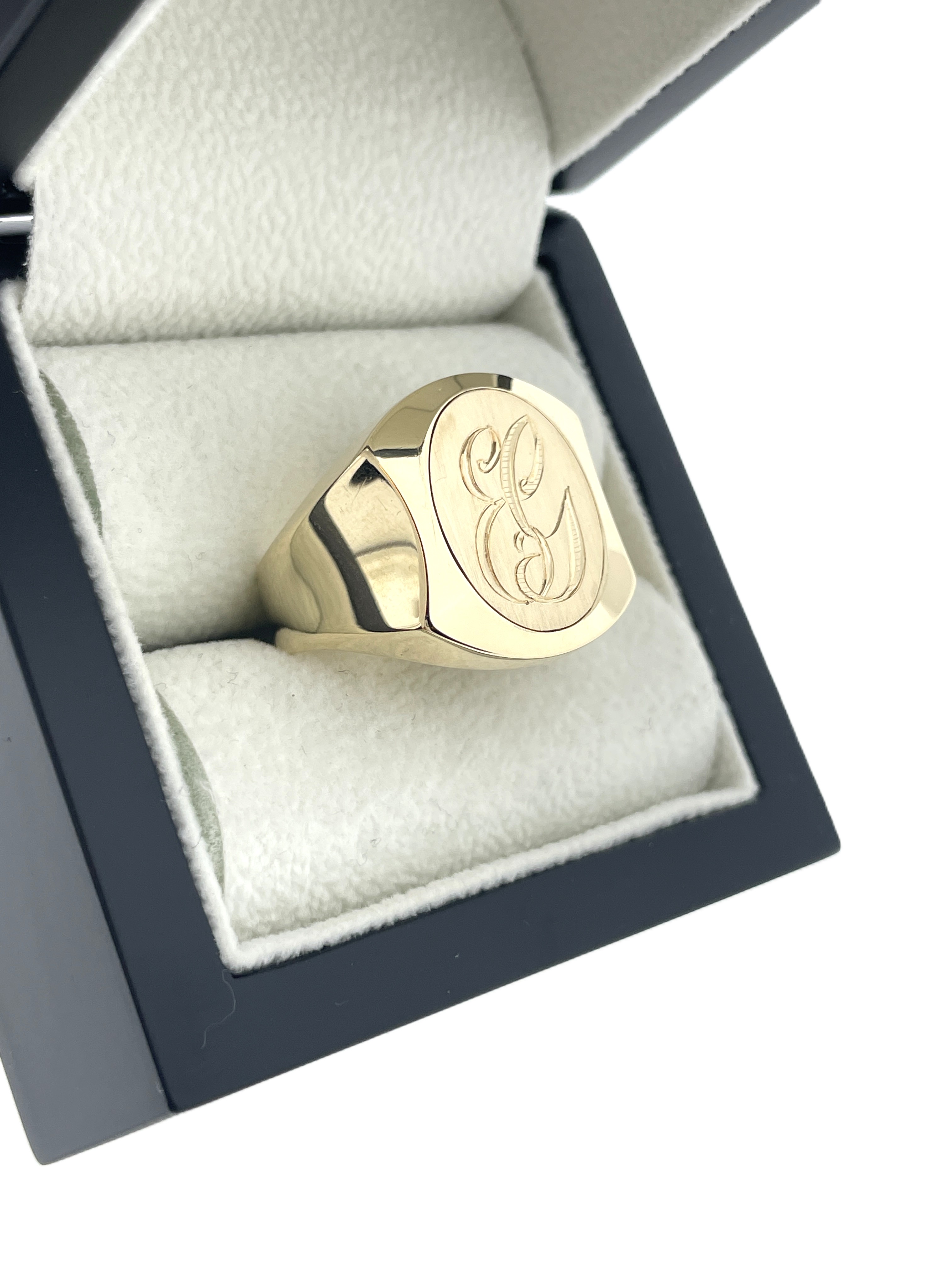14 Karaat Gouden Zegelring Monogram EG - 10 g / Mt 20.5