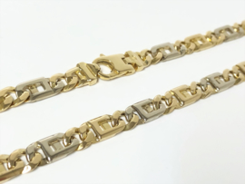 18 K Bicolor Massief Gouden Rolex Schakelketting - 50 cm / 52,85 g