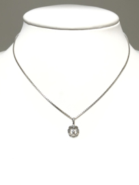 14 K Witgouden Venetiaans Collier Met Diamant Hanger 0.03 ct