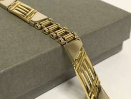18 K Bicolor Gouden Heren Schakel Armband - 20,2 cm / 34 g