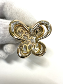 Grote 14 Karaat Gouden Vlinder Oorbellen - 4.5 cm / 12.9 g / Cubic Zirkonia